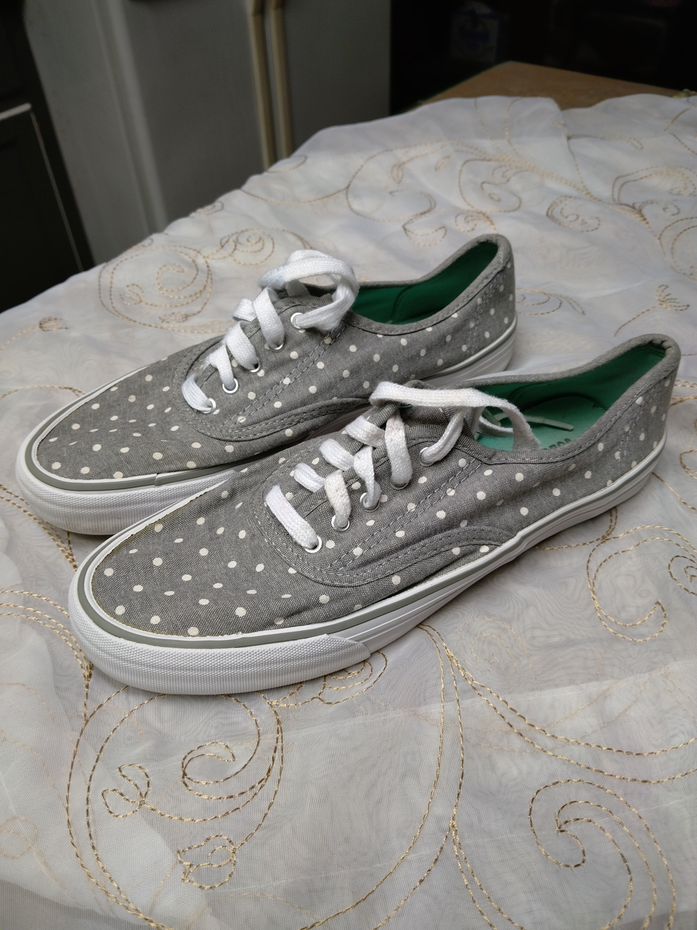 Women's  Gray Polka Dot Canvas Sneakers By JOE BOXER